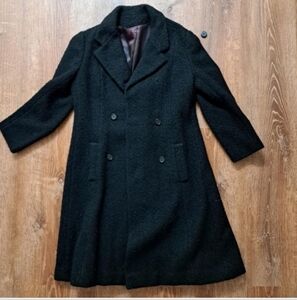 1960s Long Wool Black Peacoat Union Made ILGWU